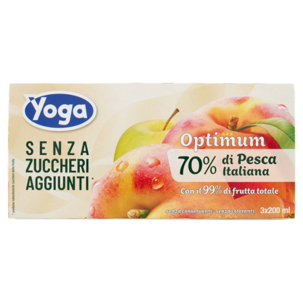 Yoga Optimum 70% di Pesca Italiana Senza Zuccheri Aggiunti* 3 x 200 ml