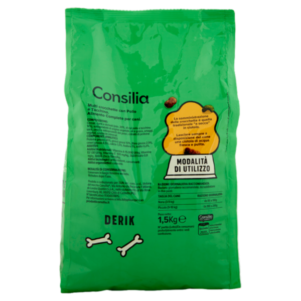 Consilia Derik Cane Multi Crocchette con Pollo e Tacchino 1,5 kg