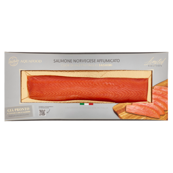 Aqua Food Salmone Norvegese Affumicato Cuor di Filetto Taglio Sashimi 350 g