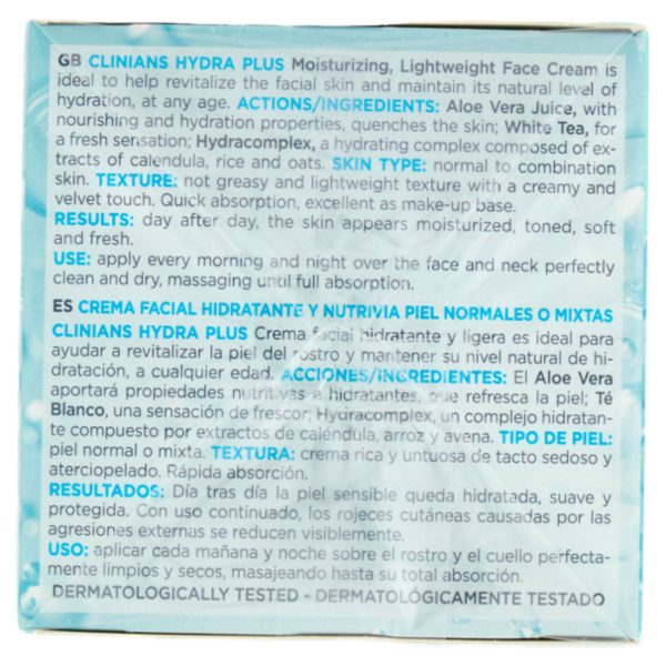 Clinians Hydra Plus Crema Idratante Leggera Pelli Normali o Miste 50 mL