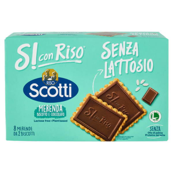 Riso Scotti Si con Riso Senza Lattosio Merenda Biscotto e Cioccolato 8 x 25 g