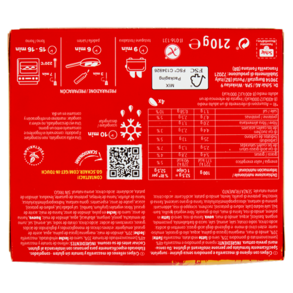 Schär Panzerottini Mozzarella e Pomodoro 4 x 52,5 g