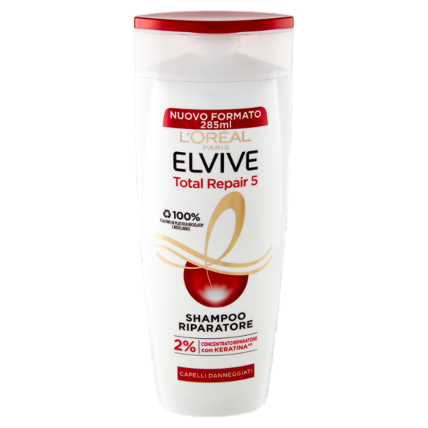 L'Oréal Paris Shampoo Elvive Total Repair 5, Per Capelli Danneggiati, 285 ml