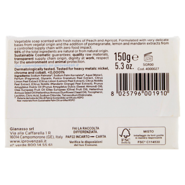 I Provenzali Sapone Vegetale al profumo di Pesca e Albicocca 150 g