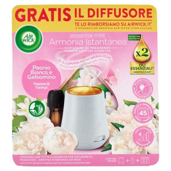 Air Wick Diffusore di Fragranza con oli essenziali Peonia Bianca e Gelsomino 20 mL