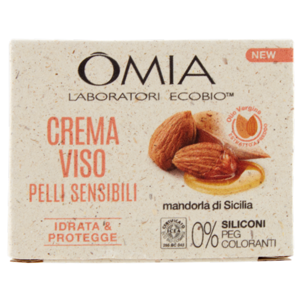 Omia Laboratori Ecobio Crema Viso Pelli Sensibili mandorla di Sicilia 50 ml