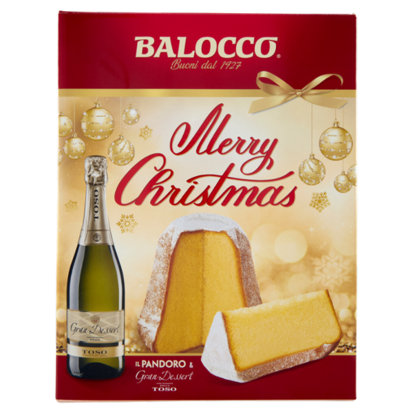 Balocco Merry Christmas il Pandoro 750 g & Gran Dessert Vino Spumante Dolce Toso 75 cl