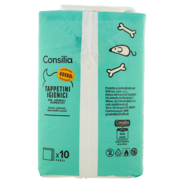 Consilia Tappetini Antiodore per Animali 60X60 cm 10 pezzi