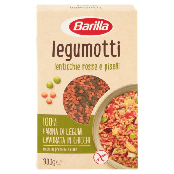 Barilla Legumotti Lenticchie Rosse e Piselli in Chicchi 100% Farina di Legumi 300g