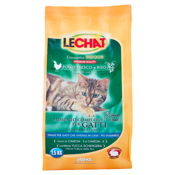 LeChat Croccantini Indoor Pollo Fresco e Riso 1,5 kg