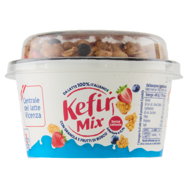 Centrale del latte Vicenza Kefir Mix Senza Lattosio con Granola e Frutti di Bosco 150 g