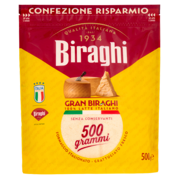 Biraghi Gran Biraghi Formaggio Stagionato Grattugiato Fresco 500 g