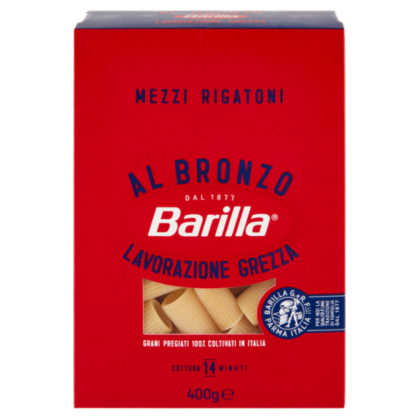 Barilla Pasta Al Bronzo Mezzi Rigatoni 100% grano italiano 400g