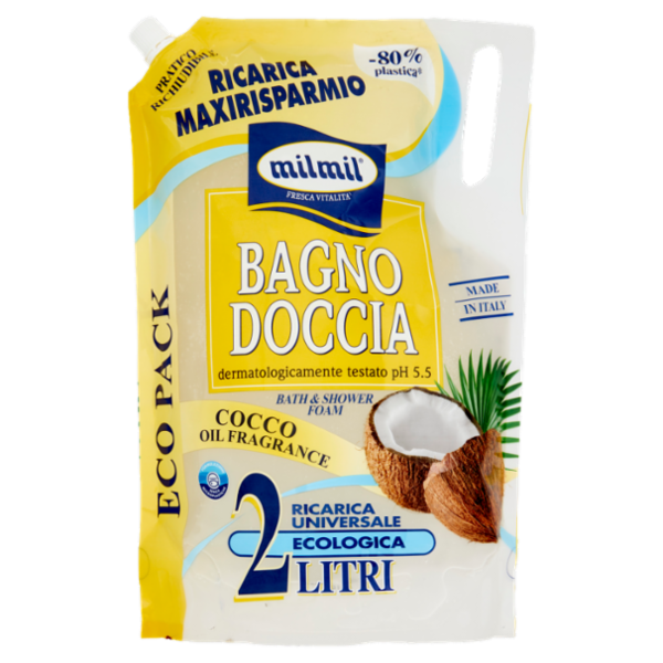 milmil Bagno Doccia Cocco Ricarica Universale Ecologica 2 Litri