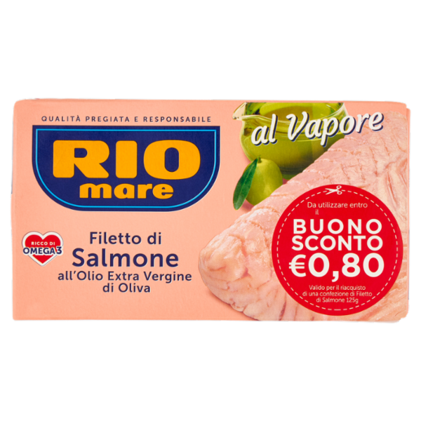 Rio mare Filetto di Salmone all'Olio Extra Vergine di Oliva al Vapore 125 g