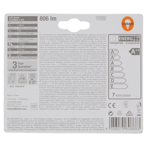 Osram Led Star Classic A 60 Warm White 60W E27