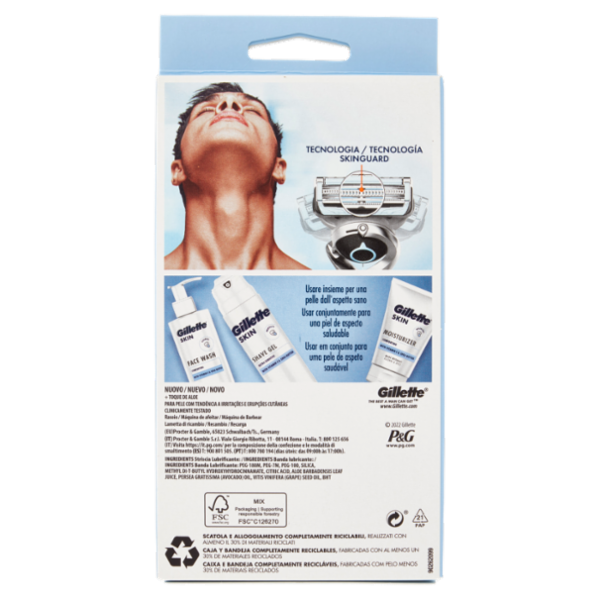 Gillette Rasoio Uomo SkinGuard Sensitive Flexball, 1 Manico + 1 Lamette Barba