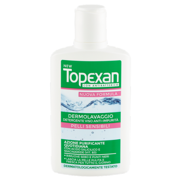 New Topexan con Antibatterico Dermolavaggio Detergente Viso Anti-Impurità Pelli Sensibili 150 ml