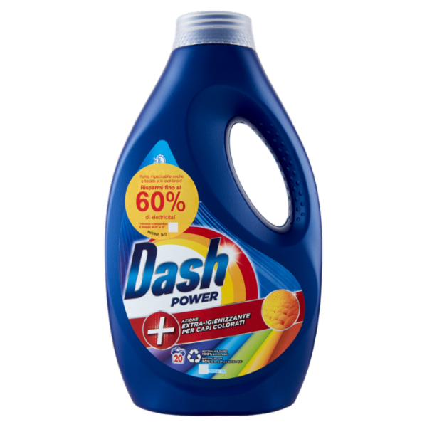 Dash Power Detersivo Liquido Lavatrice, Azione Extra-Igienizzante Colorati, 20 Lavaggi 1000 ml