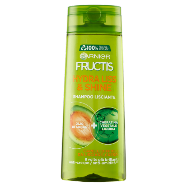 Garnier Shampoo Fructis Hydra Liss & Shine, per Capelli Secchi o Crespi, 250 ml