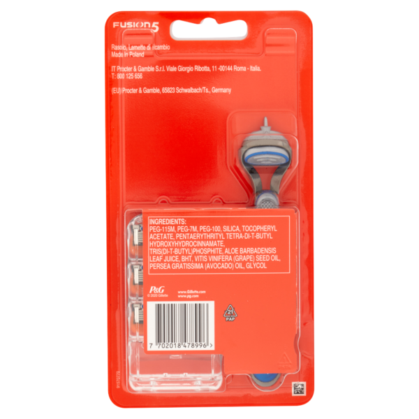 Gillette Rasoio da Uomo Fusion5 Manico + Lamette, 3 Ricariche