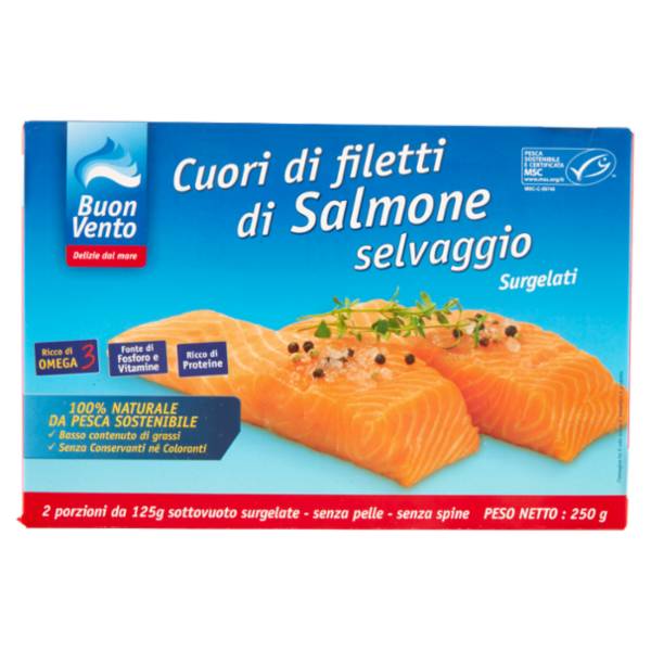 Buon Vento Cuori di filetti di Salmone selvaggio 250 g