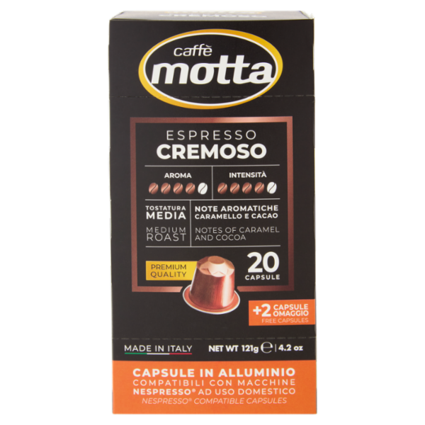 caffè motta Espresso Cremoso Capsule in Alluminio Compatibili con Macchine Nespresso 22 x 5,5 g