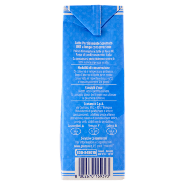 Granarolo Latte Parzialmente Scremato UHT a Lunga Conservazione 1 Litro