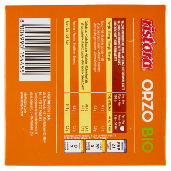 ristora Orzo Bio Capsule compatibili con Macchine Nescafè Dolce Gusto 16 x 3 g