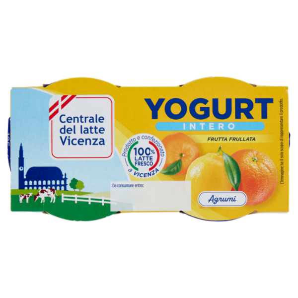 Centrale del latte Vicenza Yogurt Intero Frutta Frullata Agrumi 2 x 125 g
