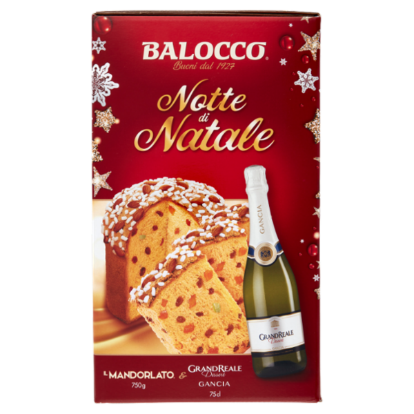 Balocco Notte di Natale il Mandorlato 750 g & GrandReale Dessert Gancia 75 cl