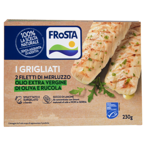 FRoSTA i Grigliati 2 Filetti di Merluzzo Olio Extra Vergine di Oliva Rucola 230 g