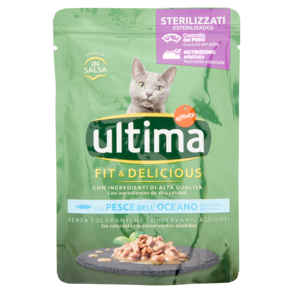 ultima Cat Sterilizzati Fit & Delicious con Pesce dell'Oceano in Salsa 85 g