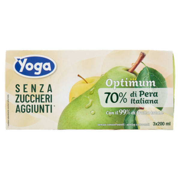 Yoga Optimum 70% Pera Italiana Senza Zuccheri Aggiunti* 3 x 200 ml