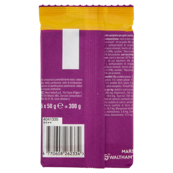 Whiskas Pranzetti Senior Cibo Umido Gatto con Pollo e Tacchino in Salsa 6x50g