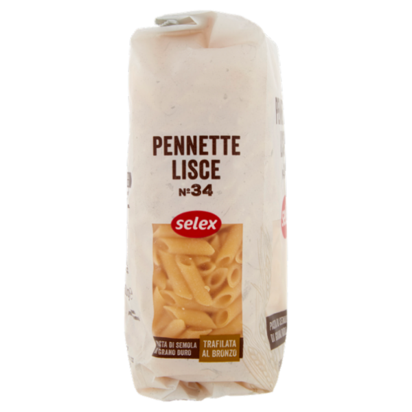Selex Pasta di Semola Trafilata al Bronzo Pennette Lisce 500 g