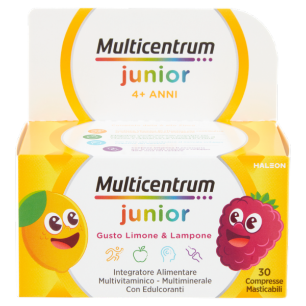 Multicentrum junior integratore multivitaminico per bambini 4 + con vitamina B , C , D 30 cpr 56 g