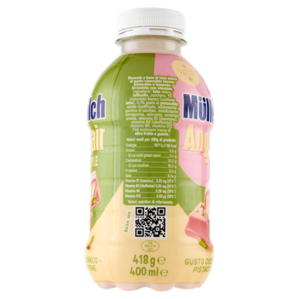müller Müllermilch Angel Hair Style Gusto Cioccolato Bianco - Pistacchio - Lampone 418 g