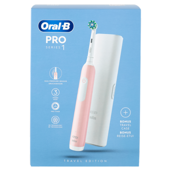 Oral-B Spazzolino Elettrico Denti Ricaricabile Pro Series 1 Pink Travel Edition