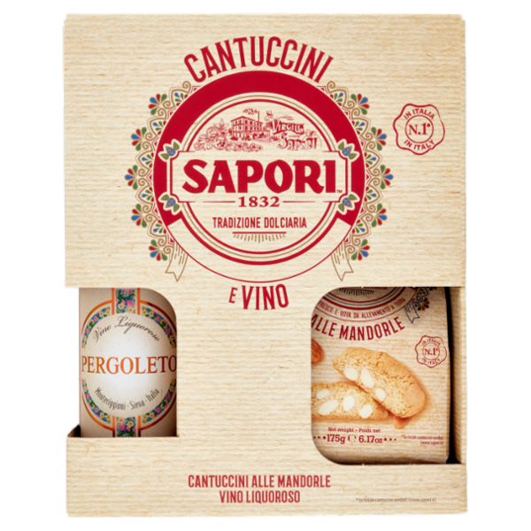 Sapori Cantuccini Toscani IGP alle Mandorle 175 g + Vino Liquoroso Pergoleto 375 ml