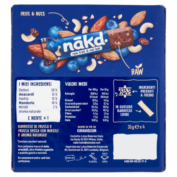 nākd. raw fruit & nut bars Blueberry Muffin 4 x 35 g