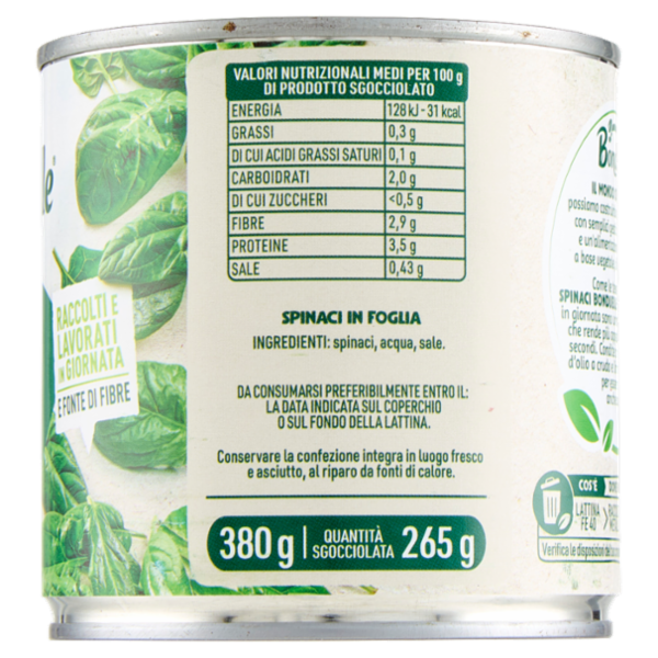 Bonduelle Spinaci in Foglia 380 g