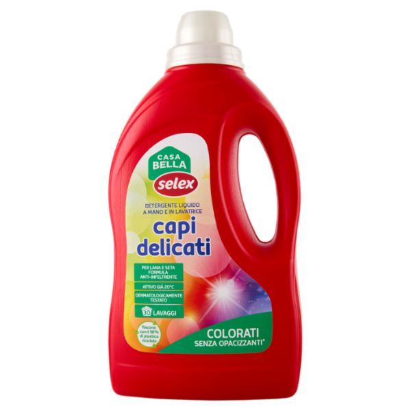 Selex Casa Bella Detersivo a Mano e in Lavatrice Liquido Capi Delicati Colorati 30 Lavaggi 1,5 L