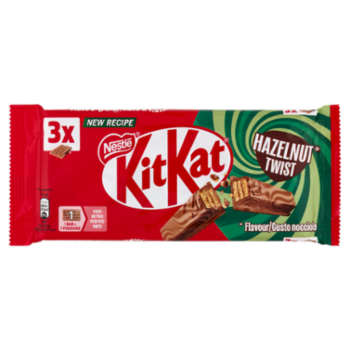 KITKAT Hazelnut Twist Wafer Con Una Copertura Dall'effetto Variegato Al Gusto Nocciola, 3 Snack Da
