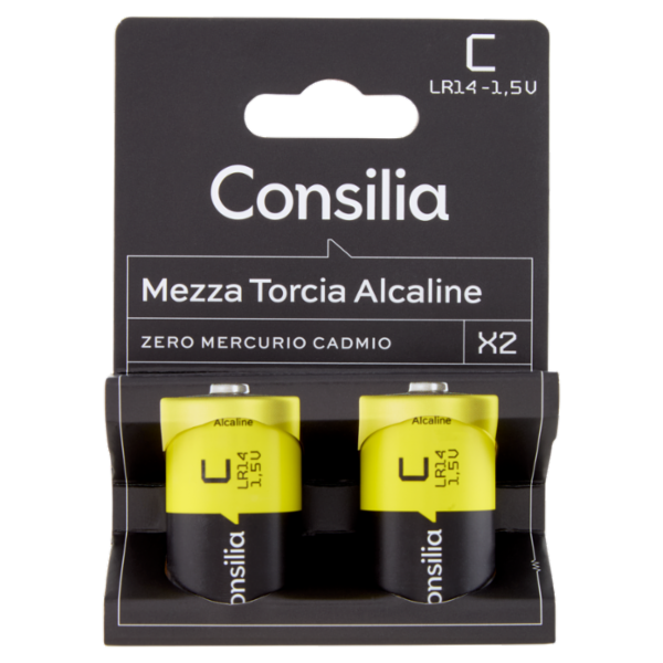 Consilia Pile Alcaline Mezza Torcia C 1,5 V 2 pezzi