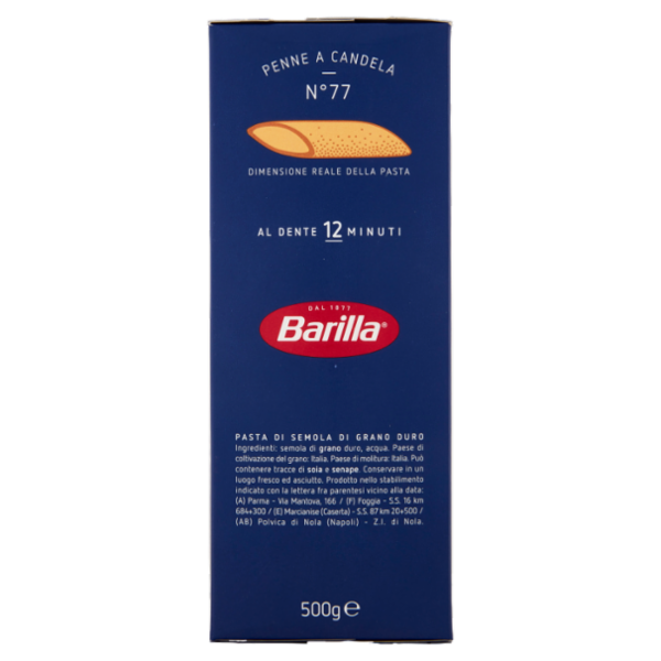 Barilla Pasta Penne a Candela n.77 100% Grano Italiano 500g