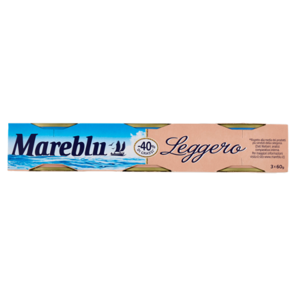 Mareblu Leggero Tonno con un Filo di Olio Extra Vergine di Oliva (6,6%) 3 x 60 g