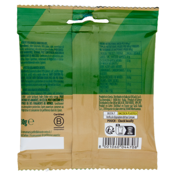 Saclà Snack! Olive Kalamata Snocciolate 30 g