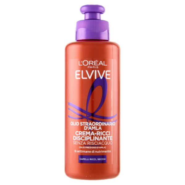 Elvive Olio Straordinario d'Amla Crema-Ricci Disciplinante, per Capelli Ricci e Secchi, 200 ml