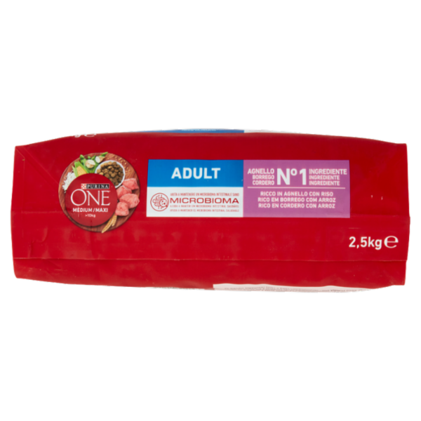 PURINA ONE Medium/Maxi Adult Ricco in Agnello con Riso 2,5 kg